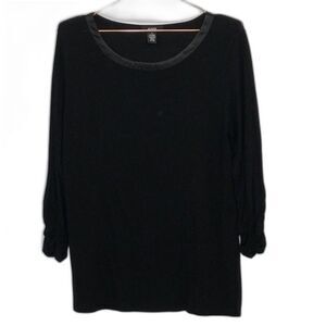 Alfani Ruched Sleeve Silk Neckline Long Sleeve Top New Condition Large